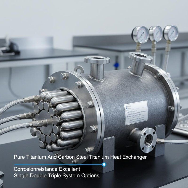 مبادل حراري من التيتانيوم النقي والفولاذ الكربوني من التيتانيوم مع مقاومة ممتازة للتآكل وخيارات نظام فردي مزدوج ثلاثي